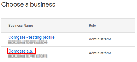 Google Pay Console merchant profile selection