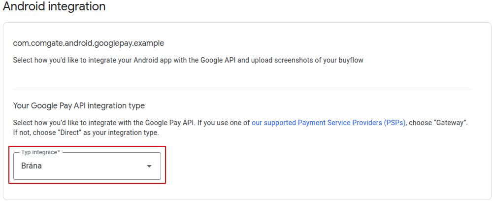 Selecting "Gateway" integration type in approval request form