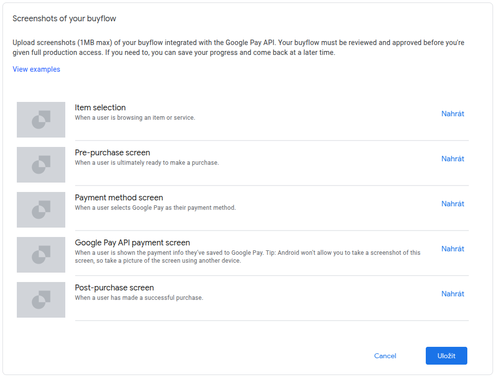 Uploading screenshots in approval request form